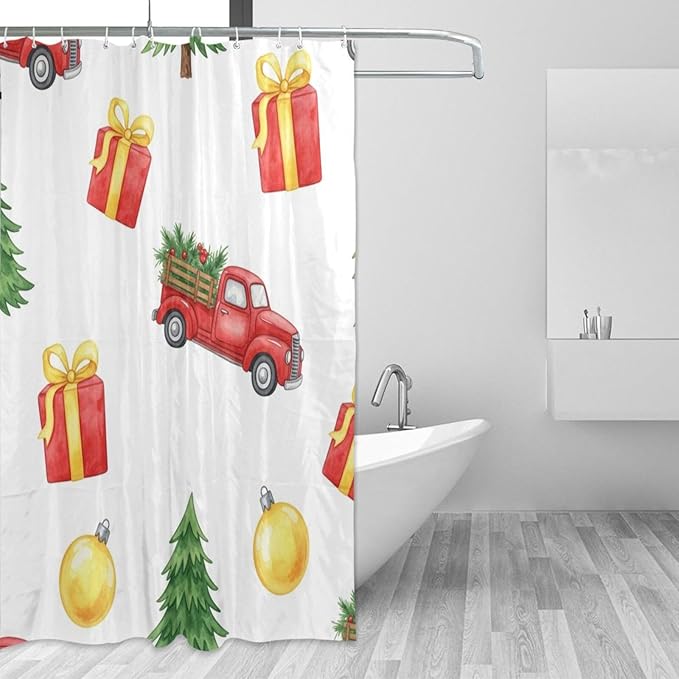 Car Christmas White Shower Curtain Liner 72×72 inch by Unknown
