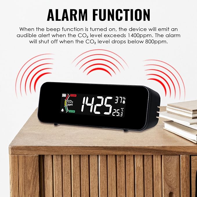 CO2 Monitor CO2 Meter Detector, Rechargeable Indoor Air Quality Monitor - Image 3