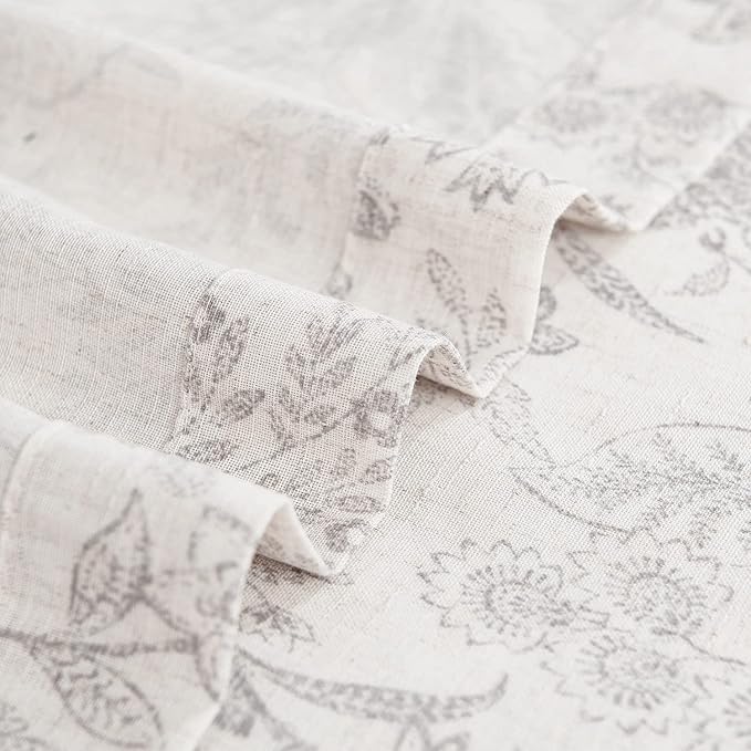 Vangao Floral Linen Curtains for Bedroom 63 Inch Length Purple Grey Farmhouse - Image 7