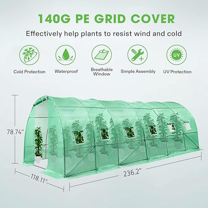 VIVOSUN 20x10x7 Ft. Large Walk in Greenhouse, Garden Plant Hot House - Image 3