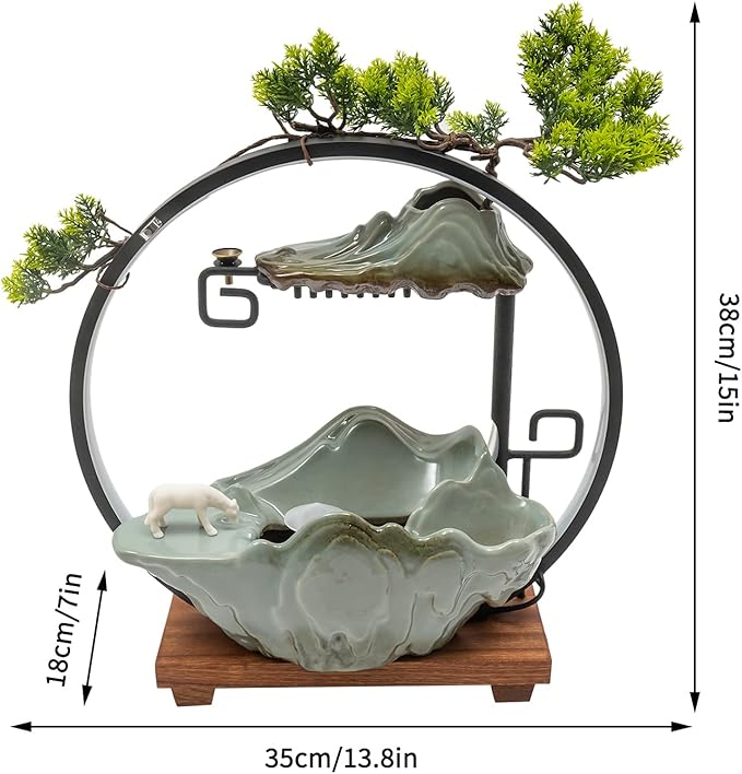 15In Fake Tree Bonsai Humidifier Water Fountain Waterfall Indoor Tabletop - Image 6