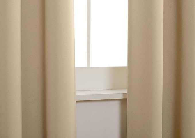 MYSKY HOME Beige Bedroom Curtains, 84 Inch Long Blackout Curtains - Image 3