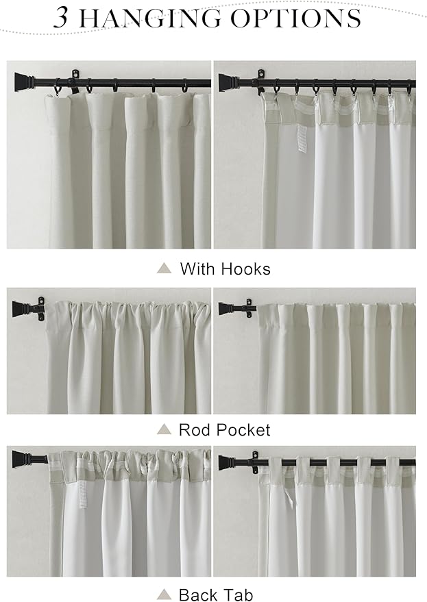 NICETOWN Faux Linen Curtains for Living Room, Pinch Pleated Light Filtering - Image 2