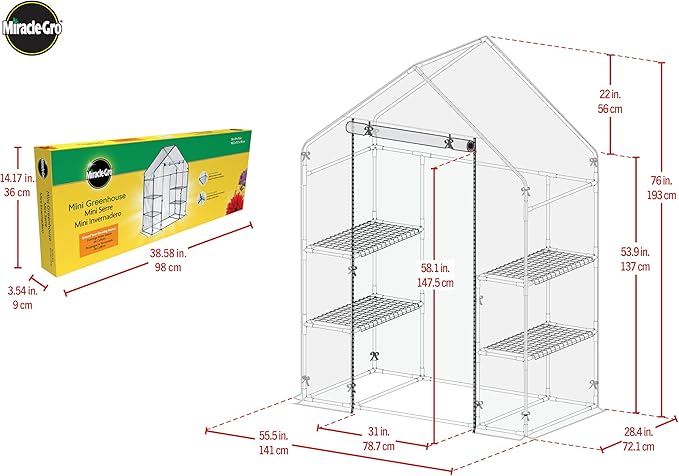 Miracle-GRO 4'8" x 29" x 6'5" Outdoor Mini Walk-in Greenhouse Plant Tent - Image 5