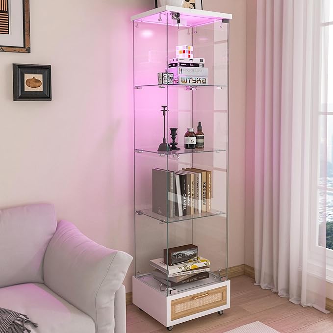 Yoluckea 4 Tiers Glass Display Cabinet - Image 9