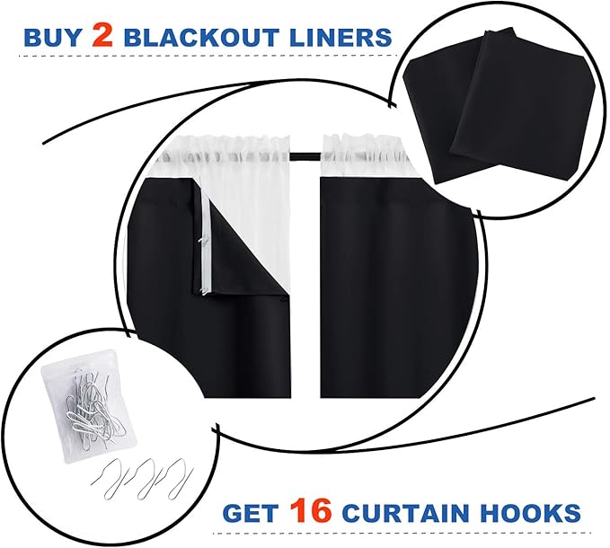 NICETOWN Blackout Draperies Window Curtain Liners - Image 3