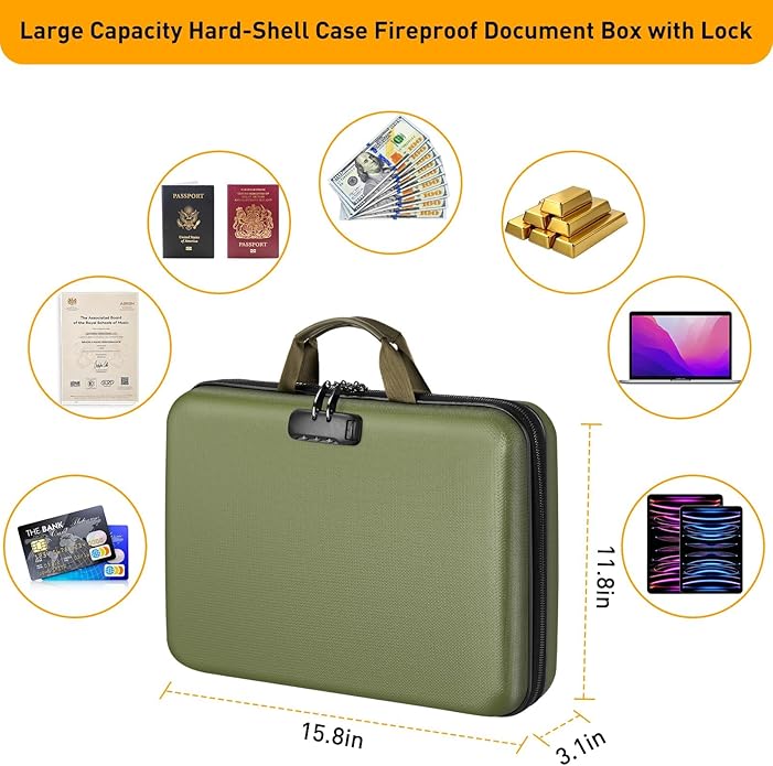 Fireproof Document Organizer Bag, 5200℉ File Organizer Safe Box, Hard Shell - Image 6