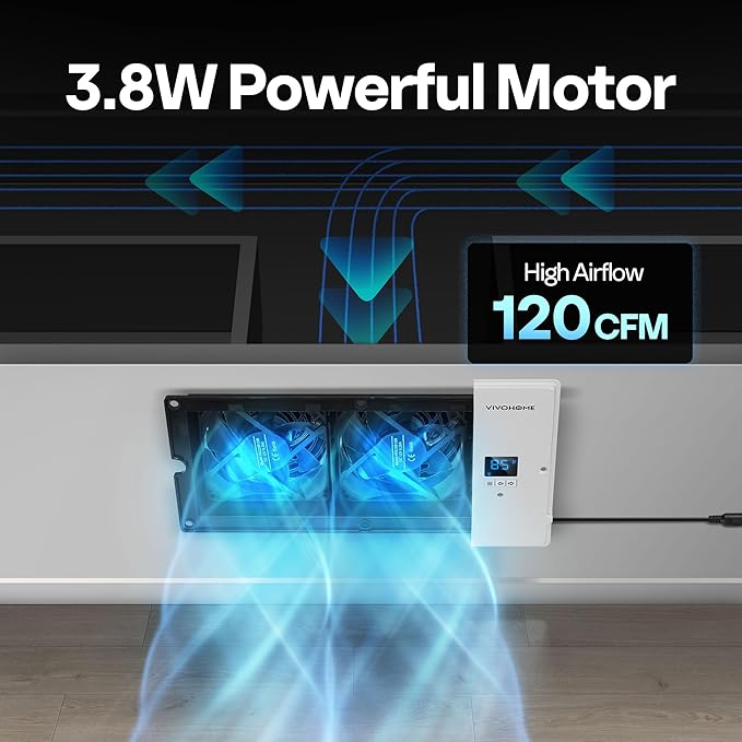 VIVOHOME 6"x12" Opening Smart Vent Register Booster Fan - Image 7