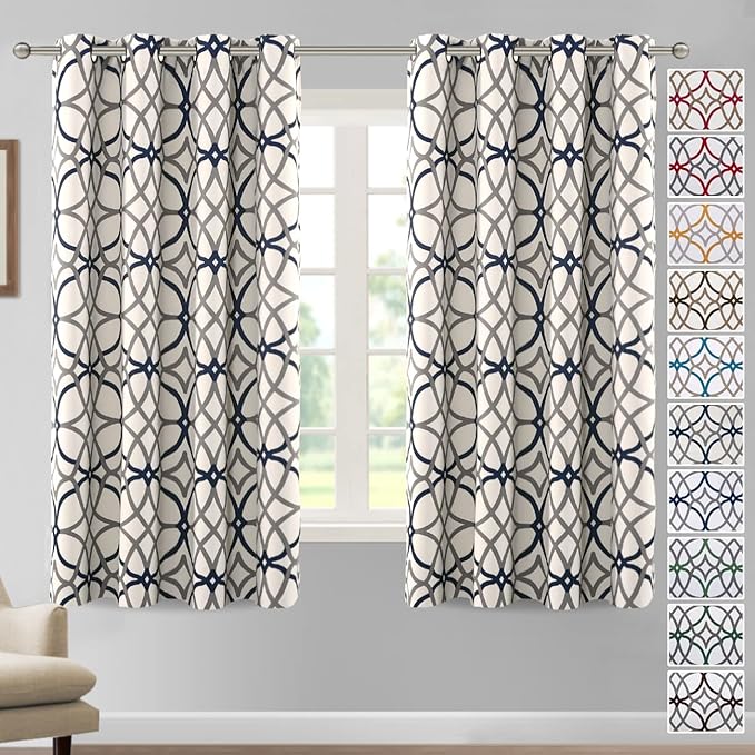 H.VERSAILTEX Blackout Curtains Printed Design 63 Inch Length 2 Panels Set by HVERSAILTEX