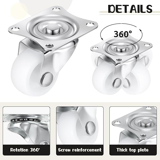 Maitys 12 Pcs 1" Swivel Profile Casters Wheels - Image 3
