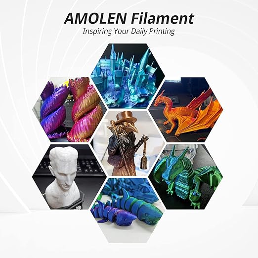 AMOLEN PLA 3D Printer Filament PLA Filament 1.75mm Silk Filament Bundle - Image 7