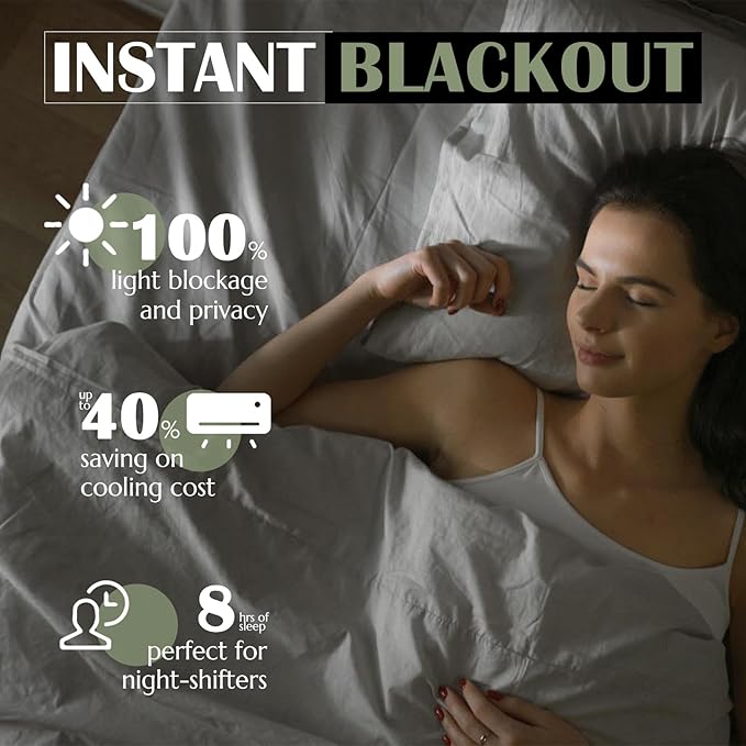Vangao Sage Green 100% Blackout Curtains 84 Inches Long - Image 4