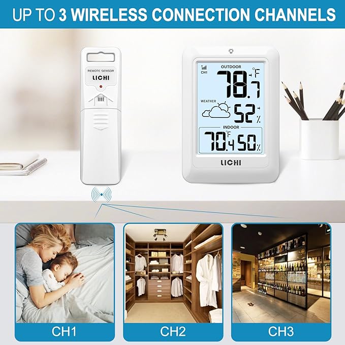Indoor Outdoor Thermometer Wireless Weather Station, Internal External - Image 5