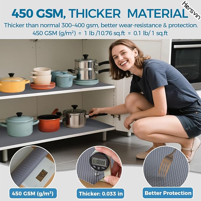 Hersvin Shelf Liners, 12in x 20ft Kitchen Drawer Mats, Non-Adhesive EVA - Image 2