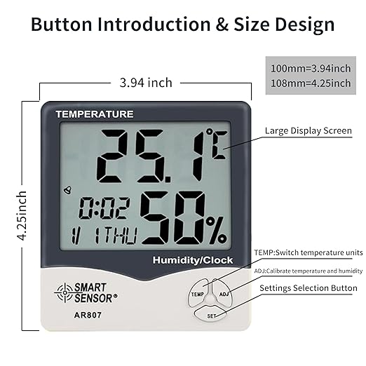 Digital Hygrometer Indoor Thermometer Room Temperature and Humidity Monitor - Image 4