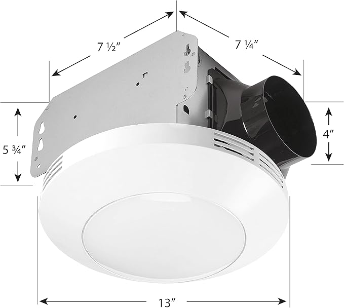 Homewerks 7117-01-WH Bathroom Integrated LED Light Ceiling Mount Exhaust - Image 2