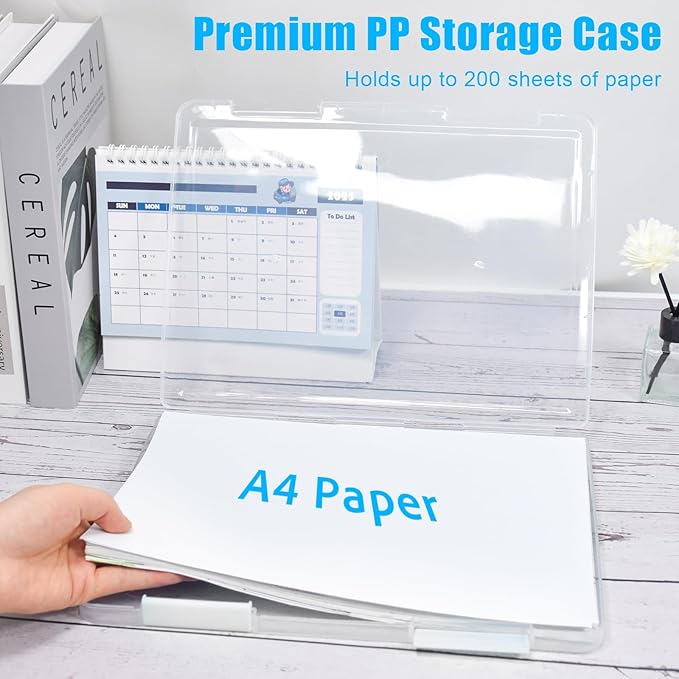 SAYEEC Portable Project Case A4 Plastic Transparent File Storage Box - Image 5