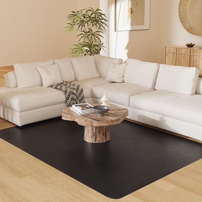 8'×10' Black Floor Mat for Under Kitchen Table, Waterpoof Easy Cleaning Plastic by Unknown
