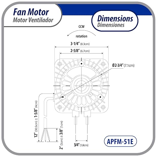 Appli Parts APFM-51E 5W Condenser and Evaporator Fan Motor 115V 60Hz 0.4A - Image 3