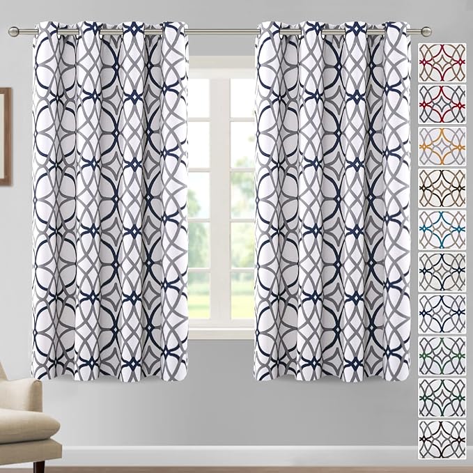 H.VERSAILTEX Blackout Curtains Printed Design 63 Inch Length 2 Panels Set by HVERSAILTEX