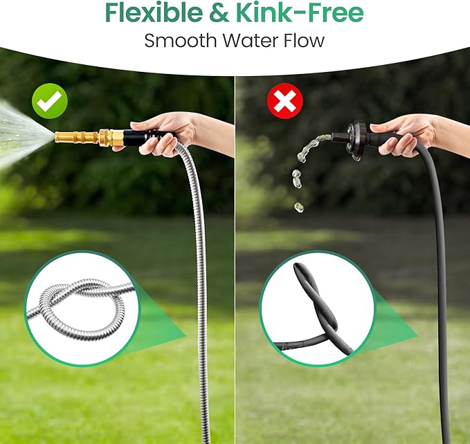 Cesun Short Garden Hose 3 feet, Metal Leader Water Hose, Heavy Duty and - Image 3