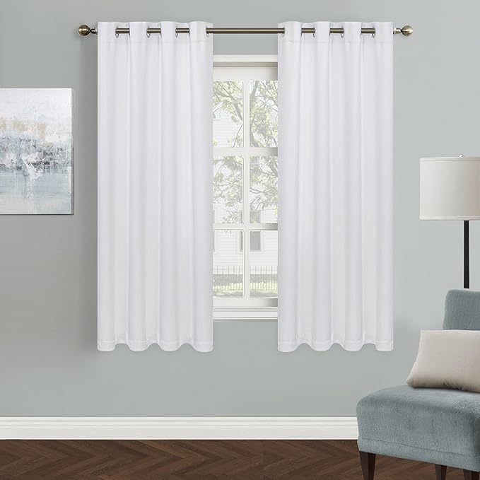 MYSKY HOME White Curtains Bedroom Curtains 63 inch Length Grommet Room by MYSKYHOME