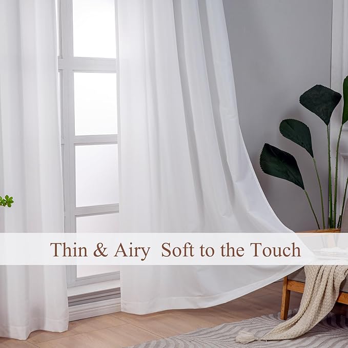 L.Z.E White Light Filtering Privacy Kitchen Curtains 45 Inch Length 2 Panels Set - Image 2