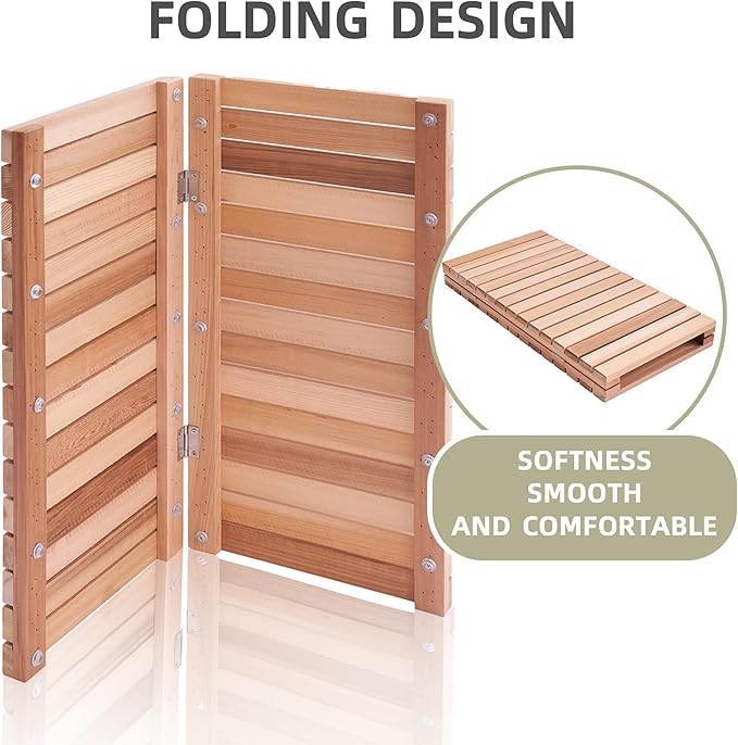 bingaai Cedar Wood Shower Mat, Cedar Wooden Bath Mats, Foldable Wood Bath Mat - Image 4