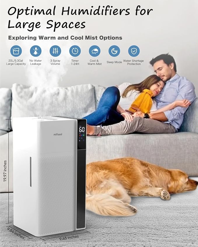 Mifasol Humidifier Large Room Warm and Cool Mist, 5.3Gal/20L Humidifiers - Image 9
