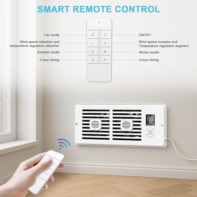 Register Booster Fan for 4" x 12" Vents Only, 10 Speeds to Control Cool & Warm - Image 5