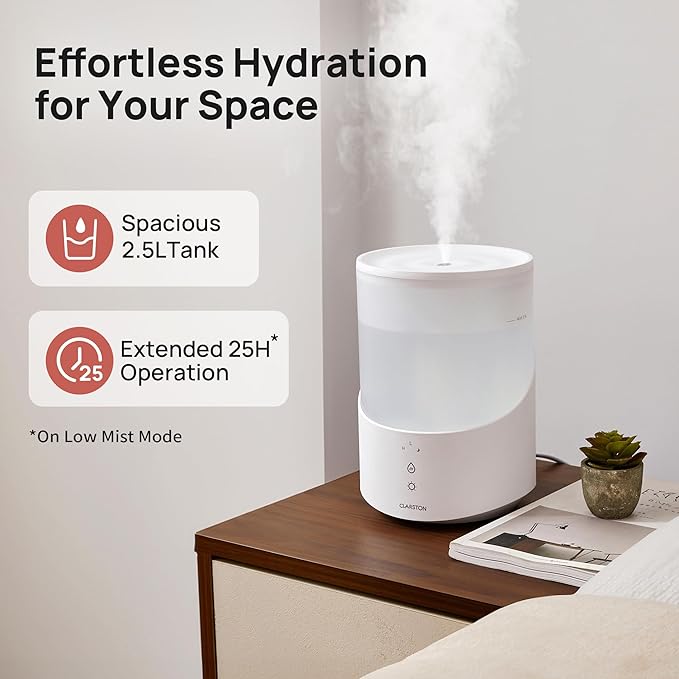 Clarston Humidifiers for Bedroom, 2.5L Cool Mist Humidifier - Image 3