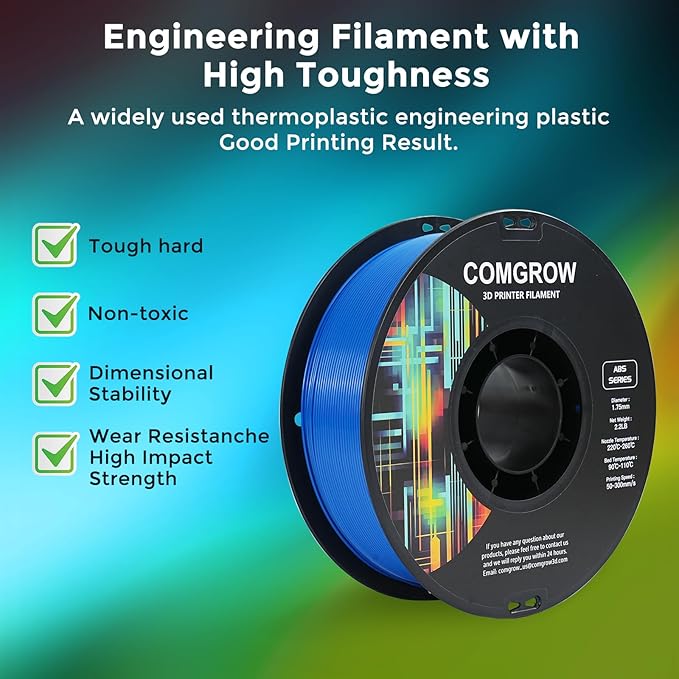 Comgrow ABS 3D Printer Filament 1.75mm, Heat Resistant 3D Printing Filament - Image 2