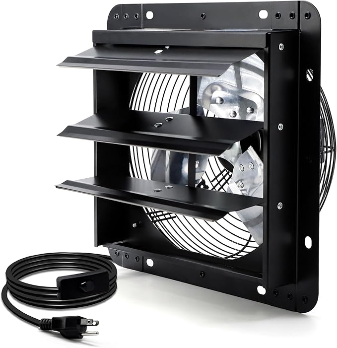 10 Inch Shutter Exhaust Fan, Wall Mount Attic Fan by Hipoilk