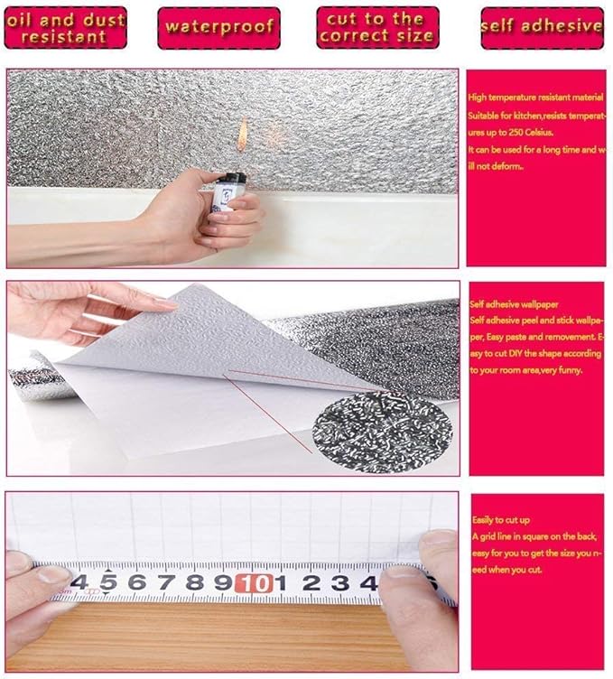 D&L Kitchen Backsplash Sticker, Aluminum Foil Orange Peel Texture Wall Paper - Image 3