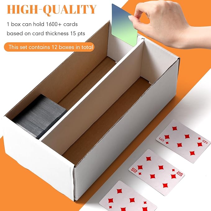 Yexiya 12 Pack 1600 Count Trading/Gaming Card Storage Box 2 Row Cardboard - Image 2