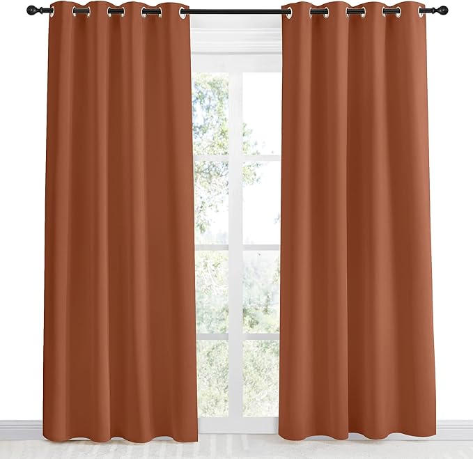 NICETOWN Blackout Burnt Orange Curtain & Drape, W55 x L86, 1 Panel, Room - Image 2
