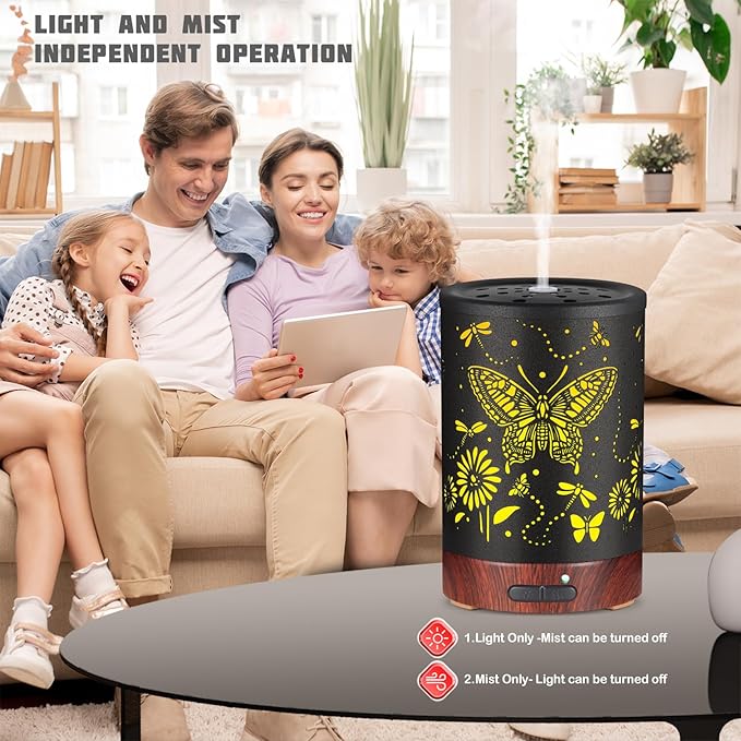 Metal Essential Oils Diffuser 150ML Aromatherapy Diffuser Cool Mist Humidifier - Image 4