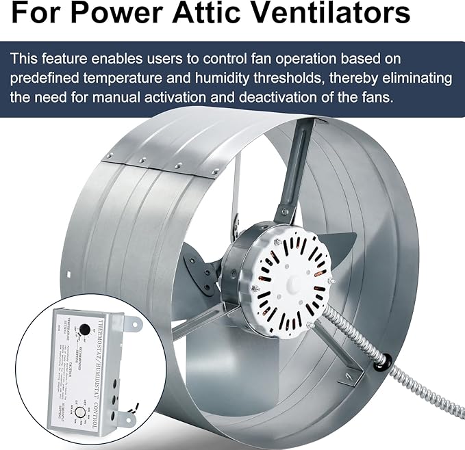 Criditpid Attic Fan Adjustable Thermostat & Humidistat Controller Box - Image 4
