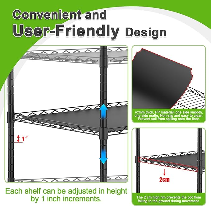 Abimars 4-Tier Greenhouse with Wheels, Height-Adjustable Shelves Metal Plant - Image 3