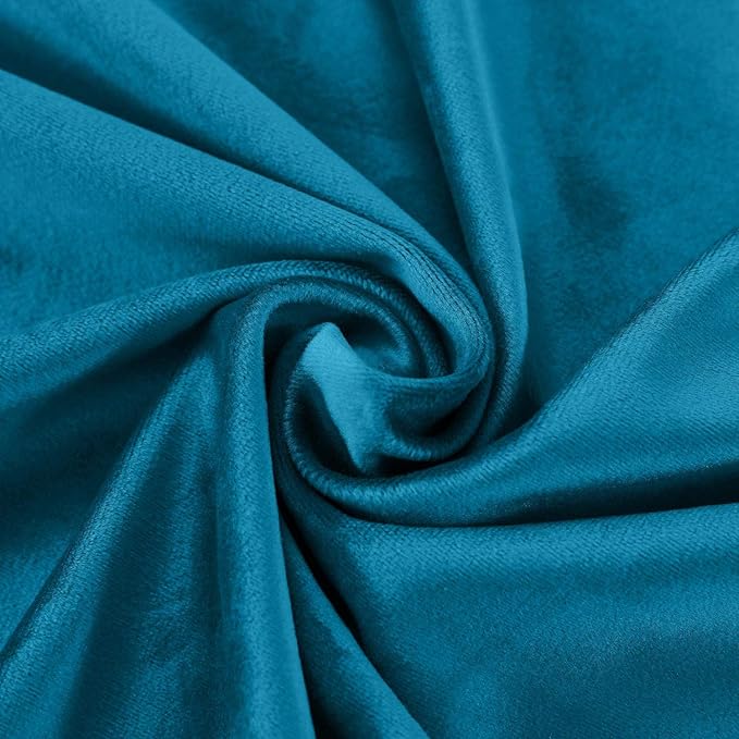 ChadMade Blackout Lined Premium Velvet Curtain Blue in 84Wx72L Inch, Eyelet - Image 6