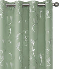 BUHUA Blackout Curtains Silver Foil Print Flower Vine Grommet Drapes, Room by BUHUA