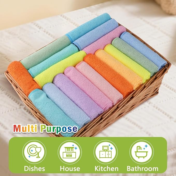 AIDEA Microfiber Cleaning Cloth, Lint-Free Vibrant Cleaning Rags, Microfiber - Image 7