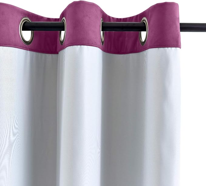 ChadMade Blackout Lined Premium Velvet Curtain Purple 100Wx108L Inch, Eyelet - Image 3