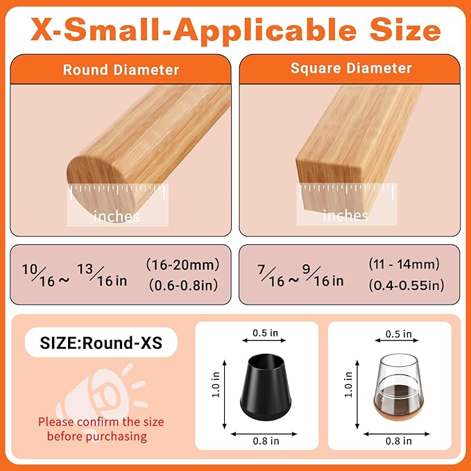 24 Pcs Silicone Chair Leg Floor Protectors Extra Small，Grey Chair Leg Covers to - Image 2