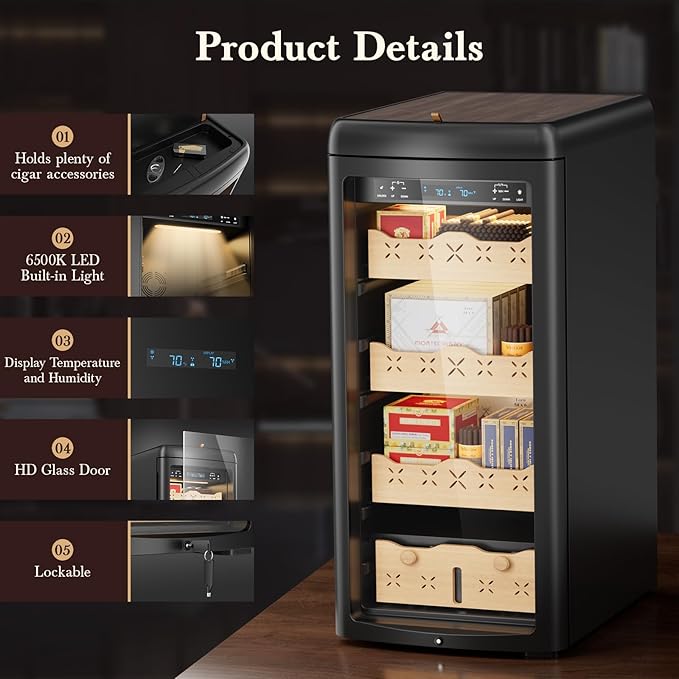 115L Intelligent Temperature and Humidity Adjustable Electronic Cigar Humidor - Image 5