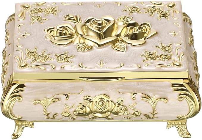Hipiwe Vintage Jewelry Box Metal Trinket Chest Treasure Display Case - Image 9