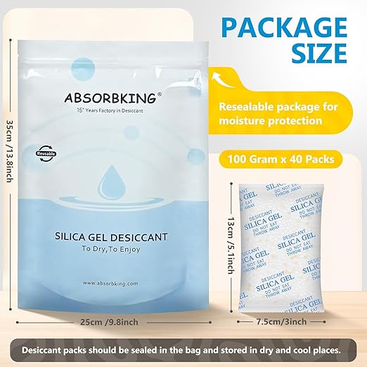 Moisture Absorbers – 100 Gram 40 Packs Silica Gel Packets Food Grade Silica - Image 5