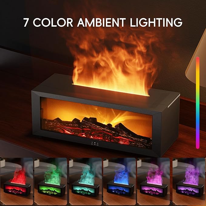 Essential Oil Diffuser, 7 Colors Fireplace Flame Fire Oil Diffuser, 150ml - Image 3