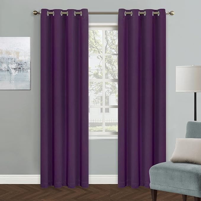 MYSKY HOME Purple Curtains for Living Room Black Out Curtains for Bedroom 90 by MYSKYHOME
