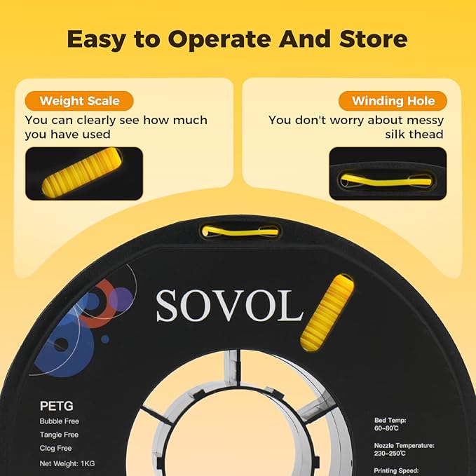 Sovol 3D Printer PETG Filament 1.75mm 1KG, High Precision, Strong Toughness - Image 7